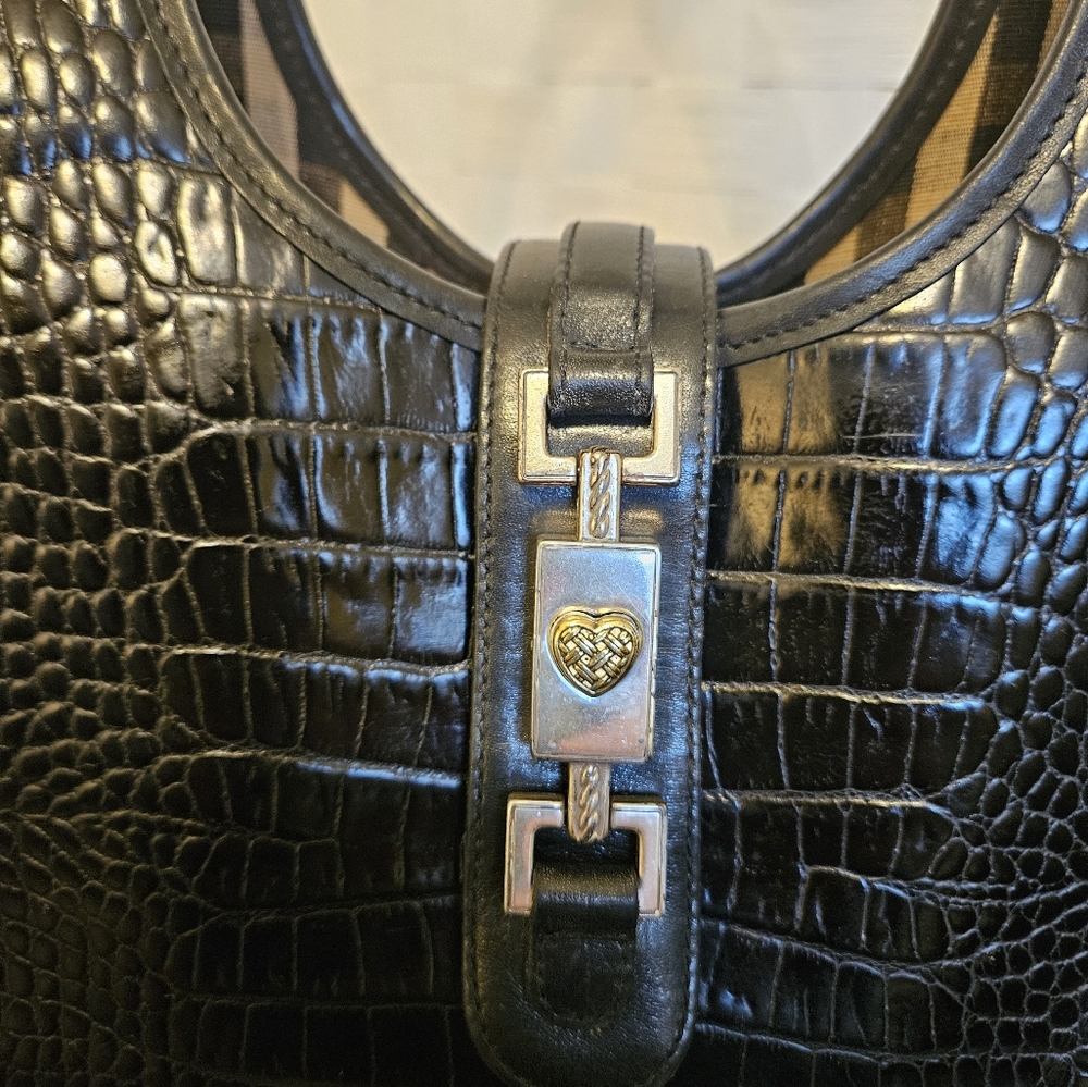 Brighton "Constance" Style Handbag Croc-Embossed Leather Front. Vintage 2001 - Picture 2 of 7